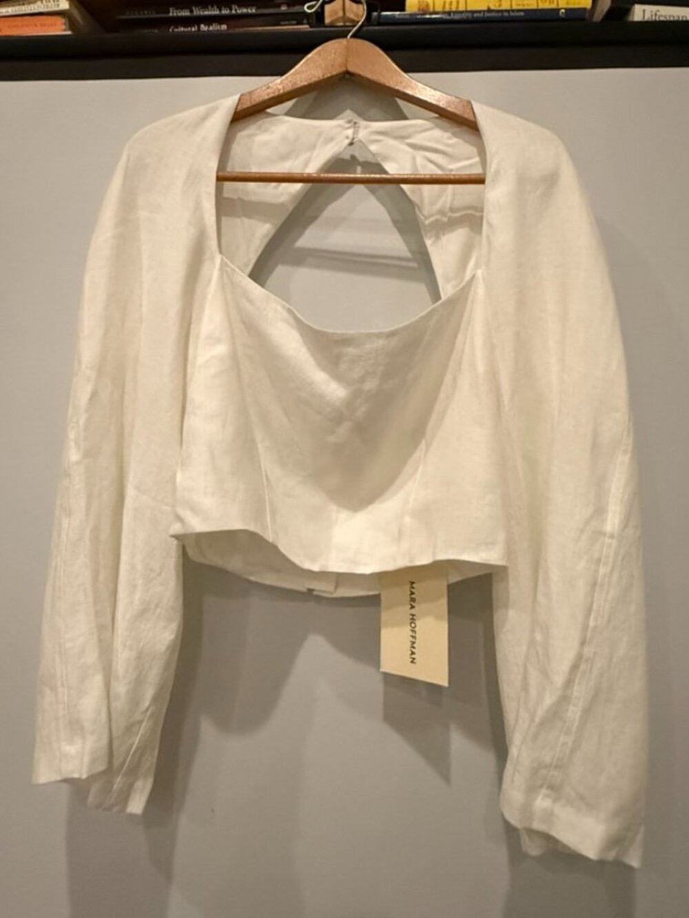 Mara Hoffman Julia white hemp open-back cropped top